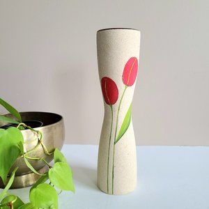 Ceramic vase with tulip motif.